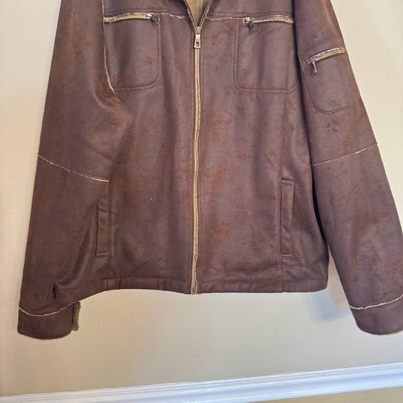 Whispering Smith Jacket Size XXL Brown Faux Suede Sherpa Lined Full Zip Western - Picture 9 of 16